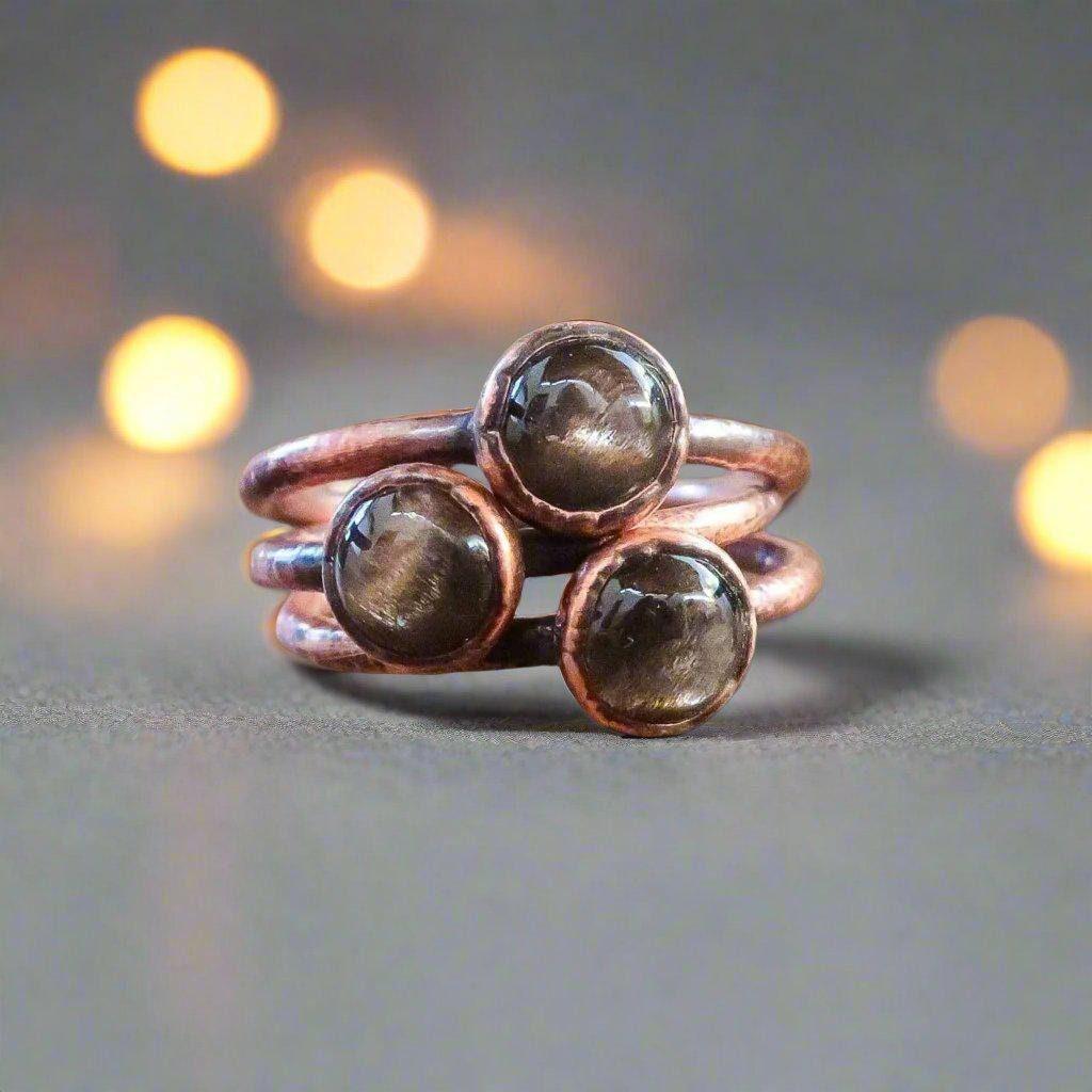 Black Moonstone Ring - Spiritual Jewelry | Handmade by Blackbird & Sage-4