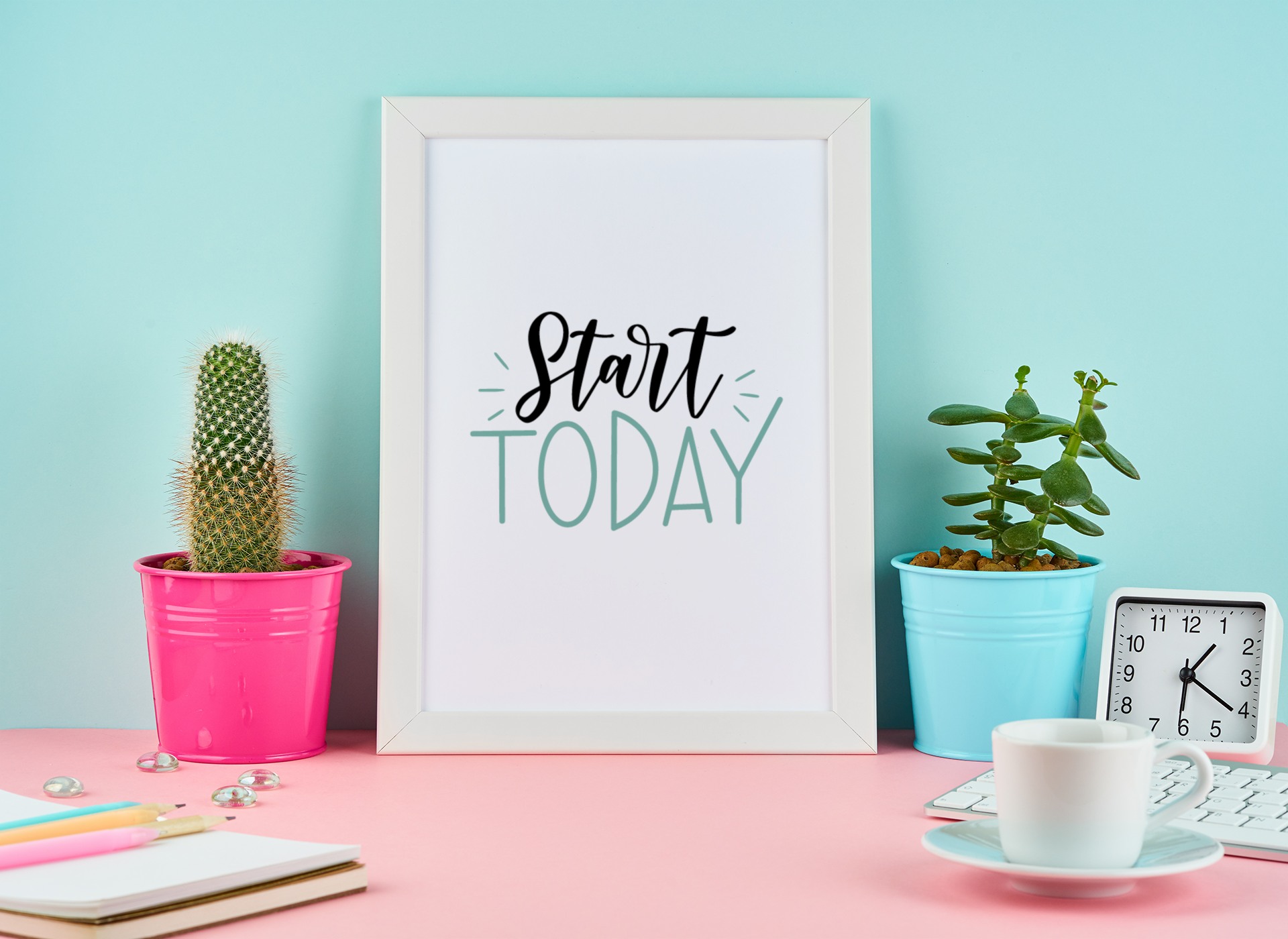 Start Today Motivational Inspiration Wall Decor Quote Print-0
