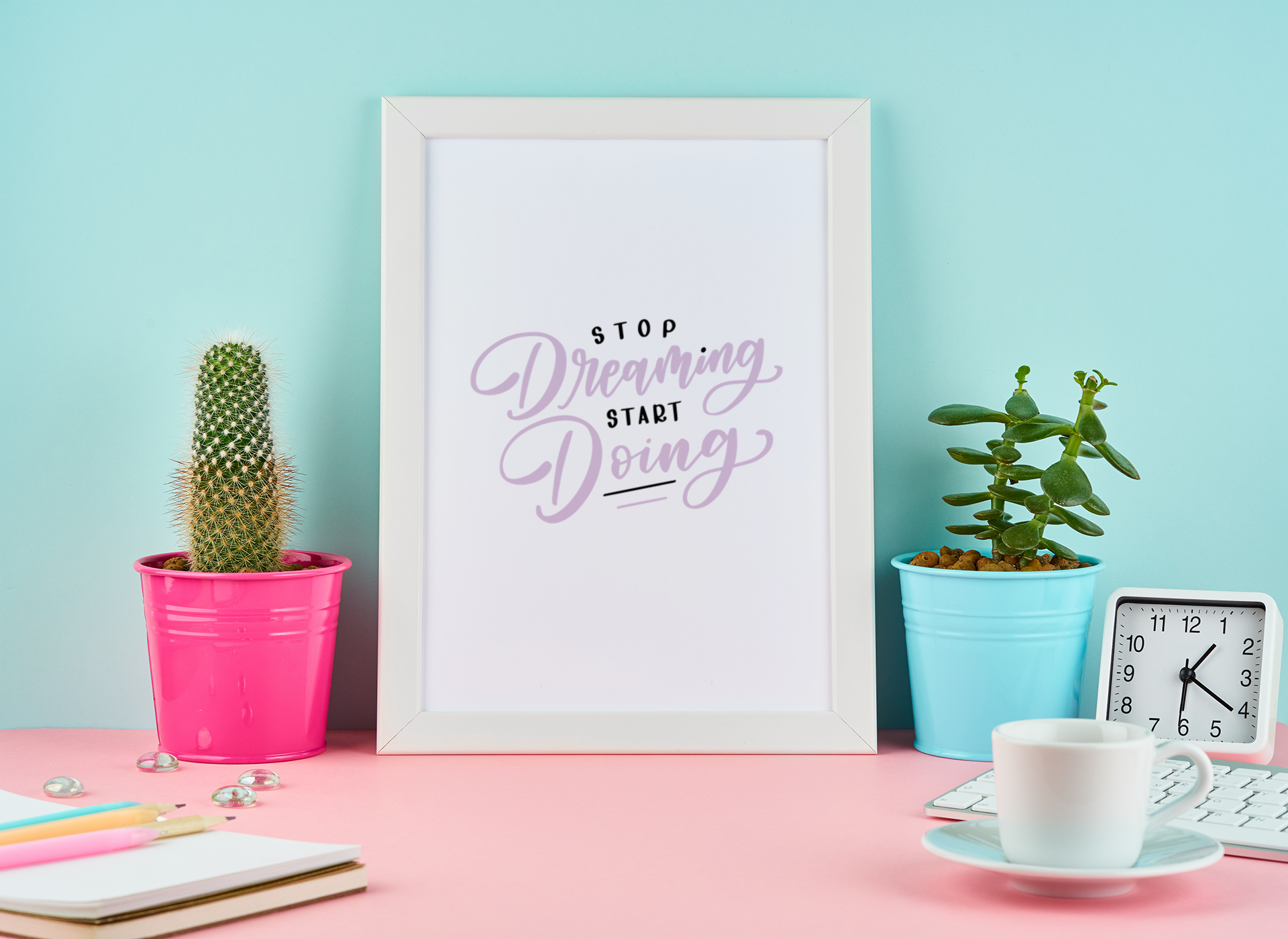 Stop Dreaming Start Doing Motivational Inspiration Wall Decor Quote Print-0
