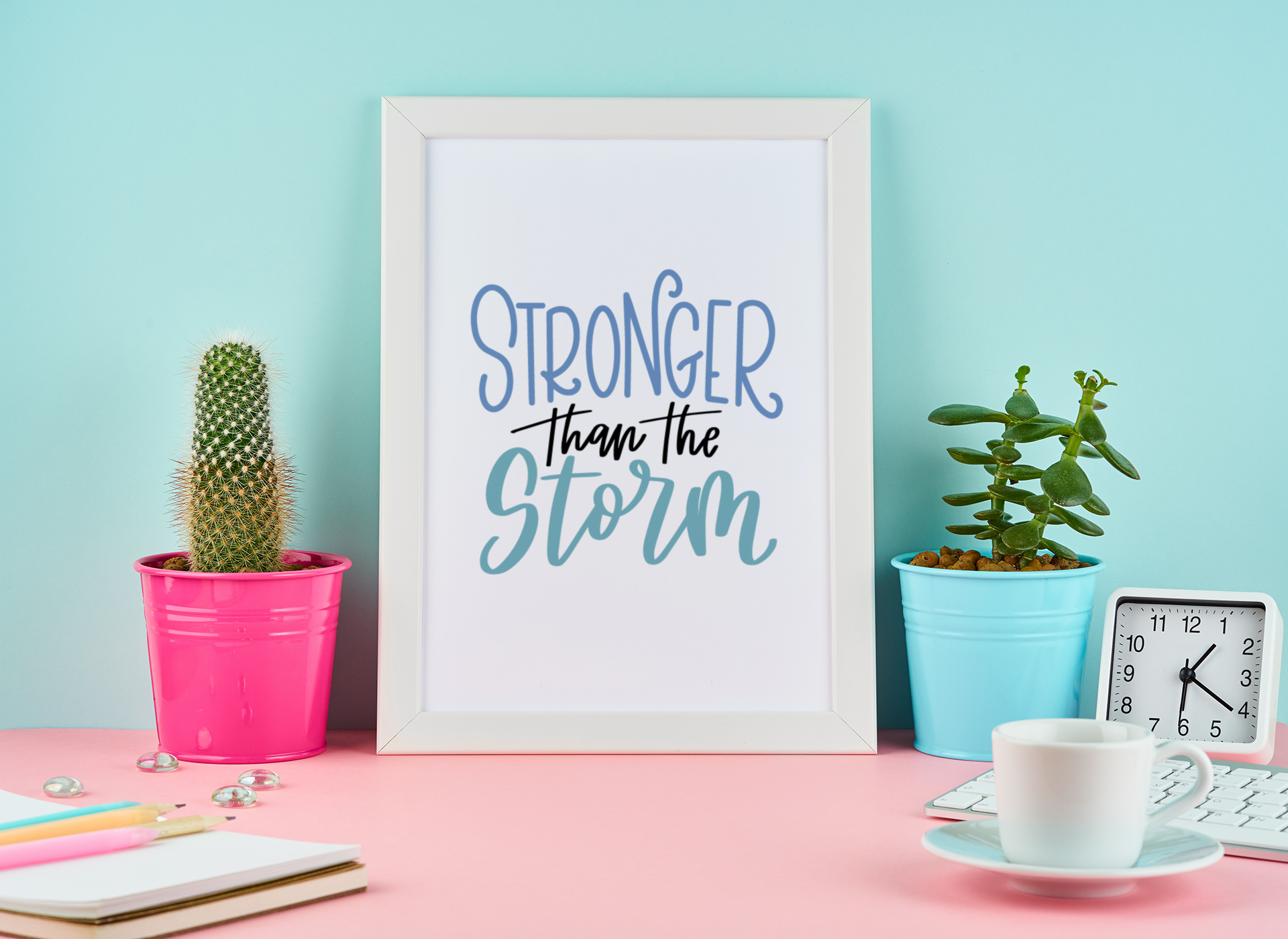 Stronger Than The Storm Motivational Inspiration Wall Decor Quote Print-0