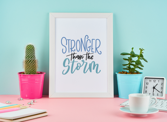 Stronger Than The Storm Motivational Inspiration Wall Decor Quote Print-0