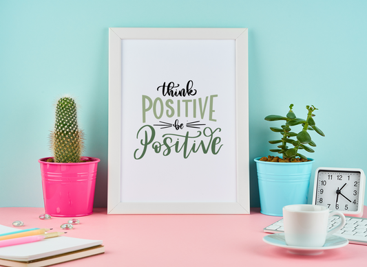 Think Positive Be Positive Motivational Inspiration Wall Decor Quote Print-0
