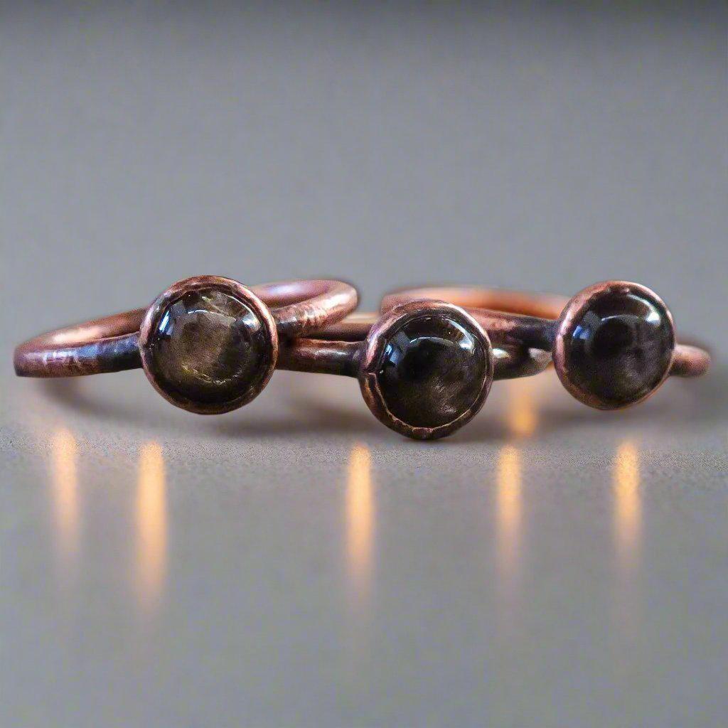 Black Moonstone Ring - Spiritual Jewelry | Handmade by Blackbird & Sage-0