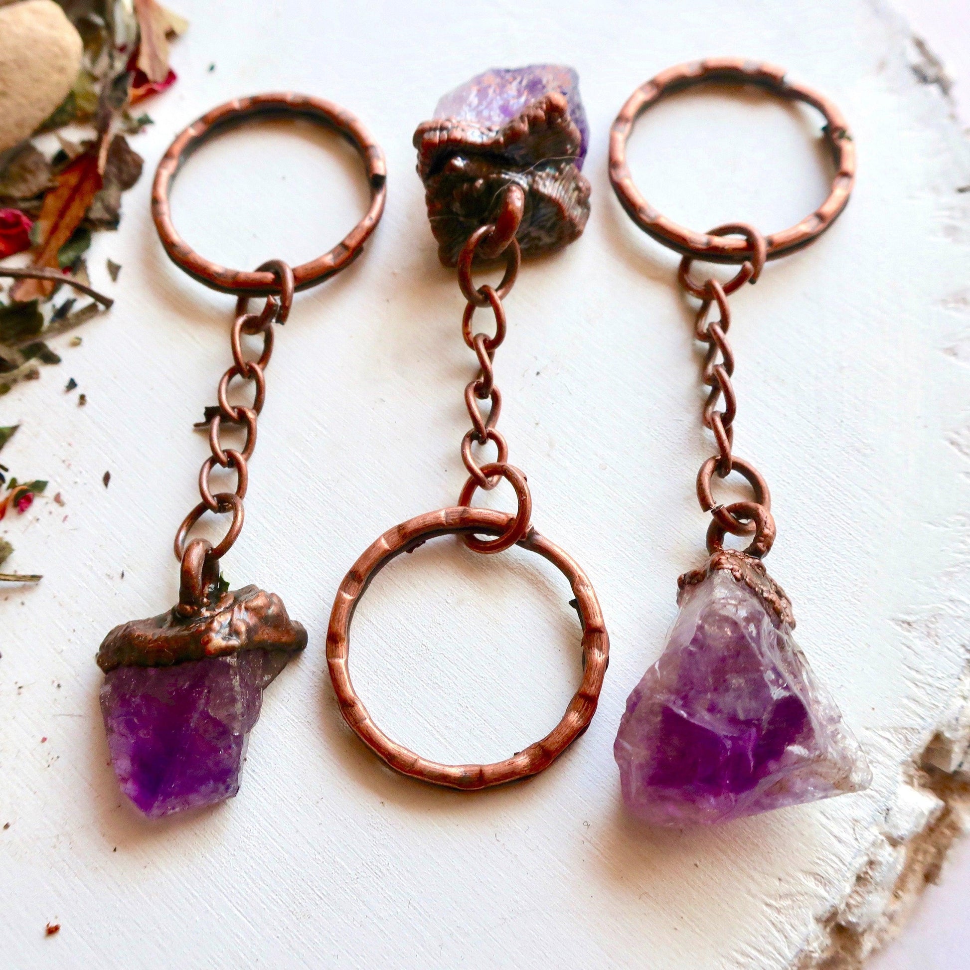 Raw Amethyst Keychain - Spiritual Stone | Handmade by Blackbird & Sage-1